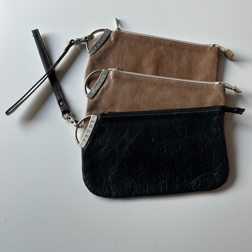 Wristlet 3-Pack: Argentenian Leather; 2 Taupe + 1 Black Wristlet